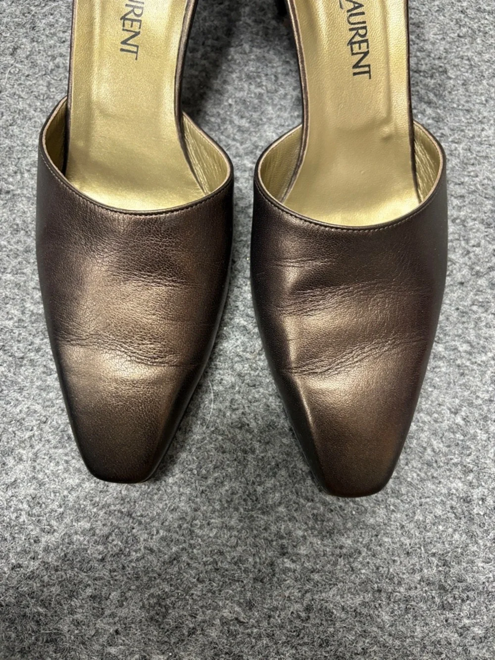 Vintage 1990's Yves Saint Laurent Metallic Bronze Mary Jane Heels - Picture 6 of 6